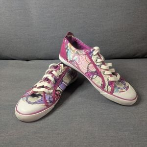 Coach Barret Poppy Sneakers Purple and White with Distinctive Design